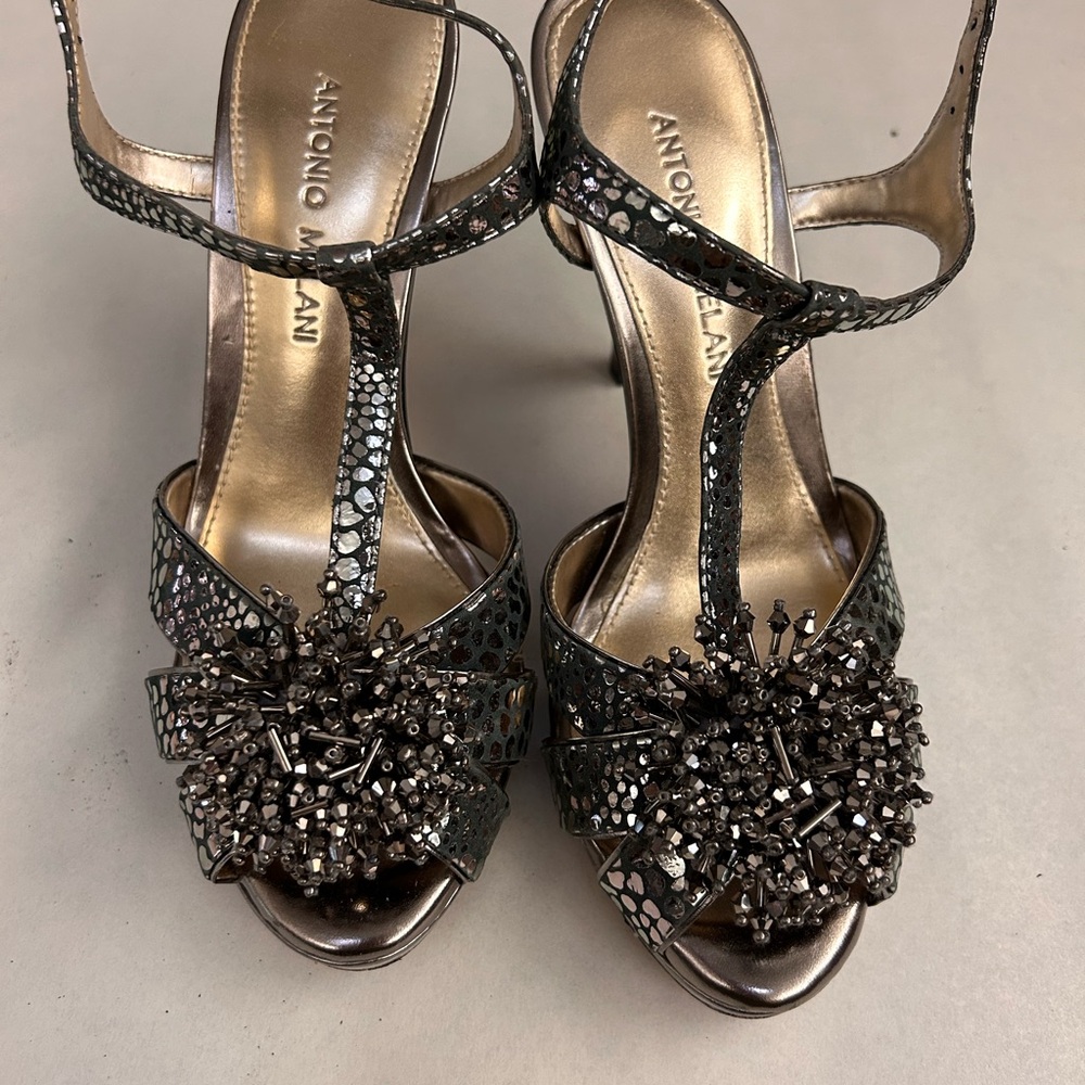 ANTONIO MELANI Metallic Embellished Heels